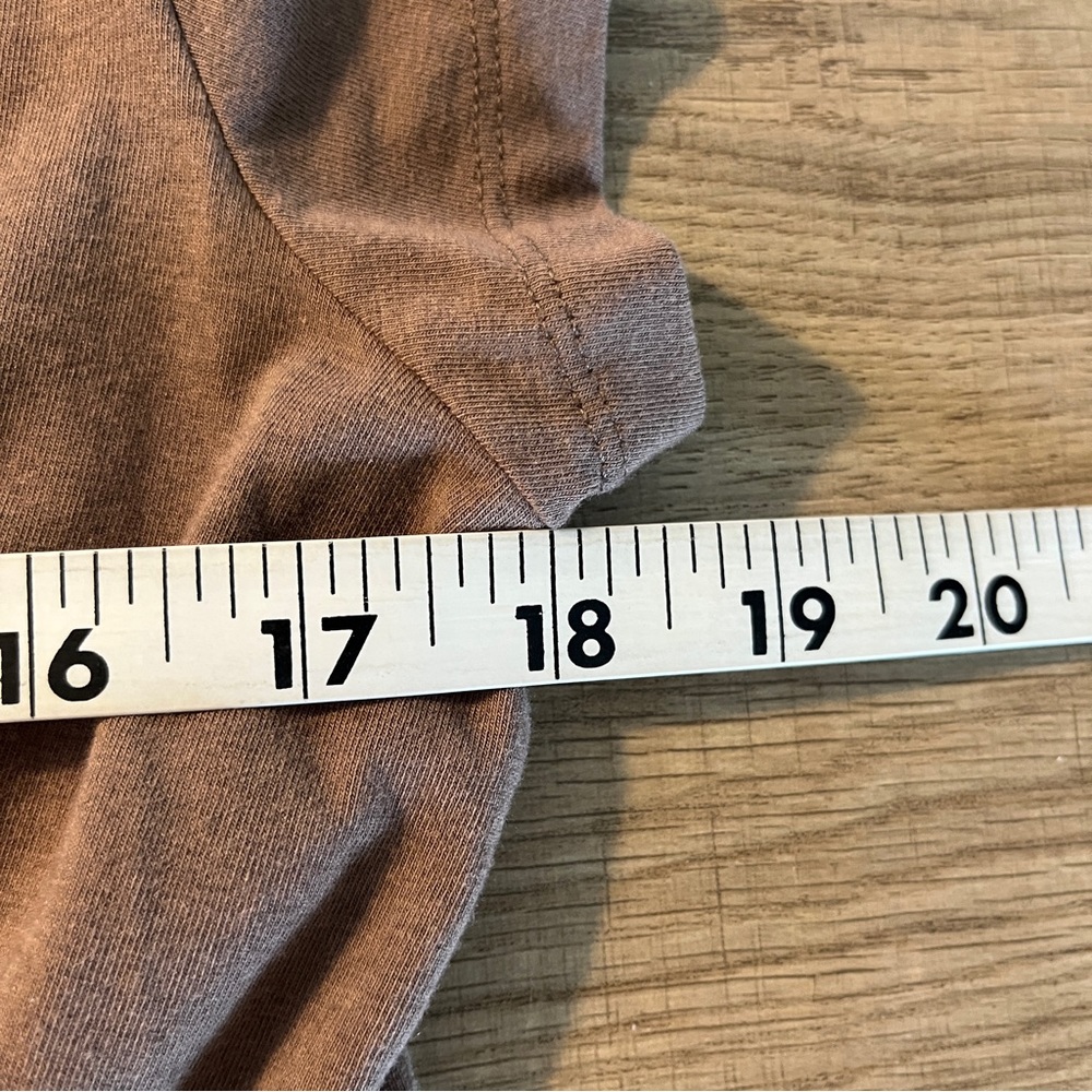 Garnet Hill Dress Size Medium Babydoll Mini Light Brown Surplice Neck Short Slv - Picture 8 of 10